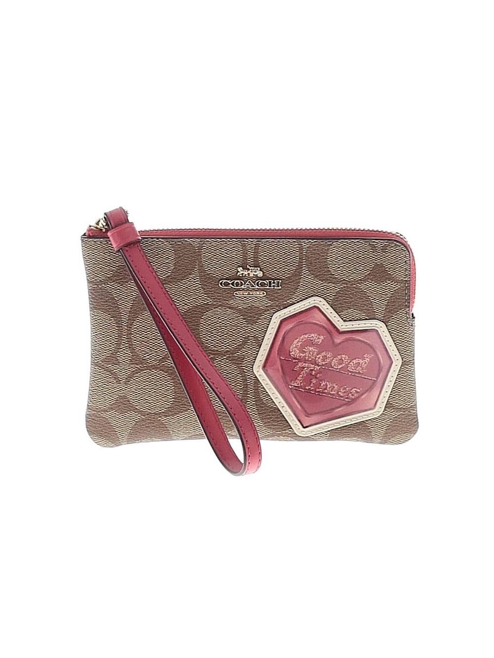 Coach good times disco design signature logo corner zip wristlet wallet